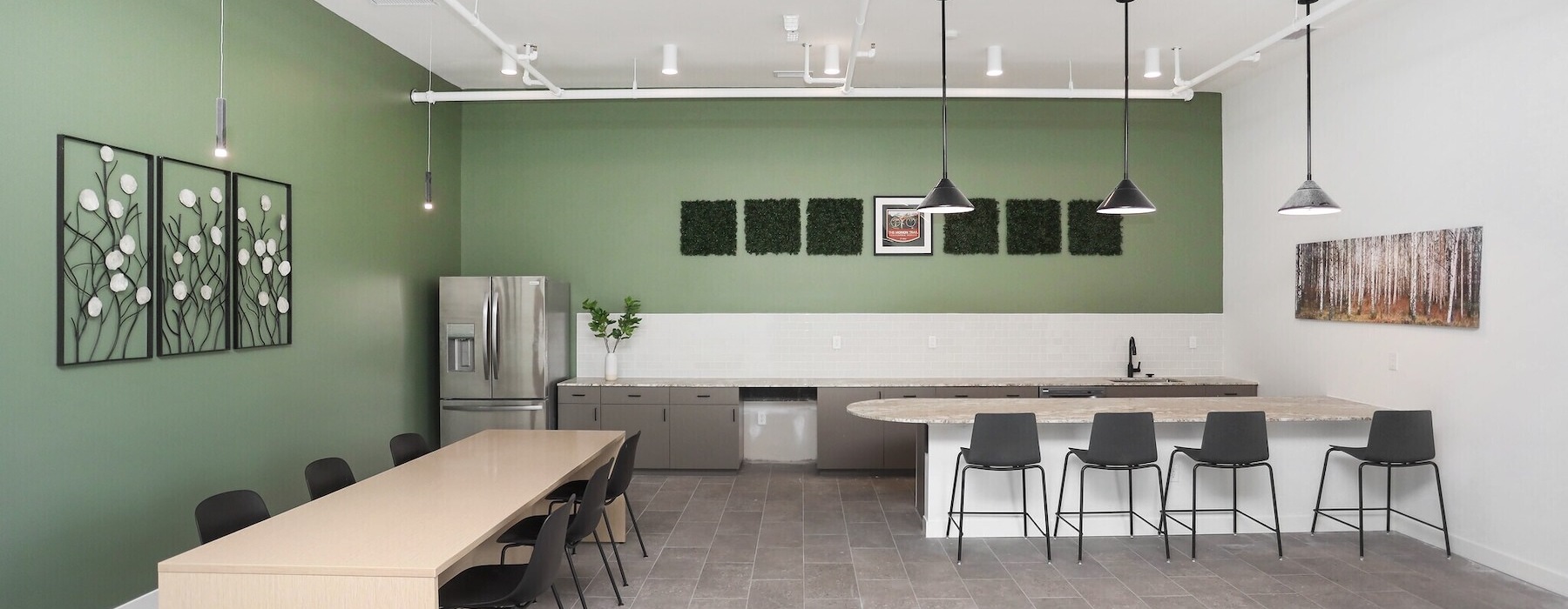 a room with a table and chairs