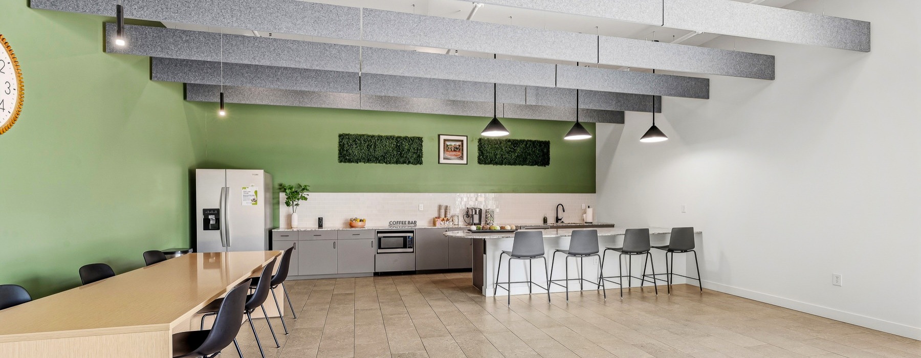 large room with a kitchen