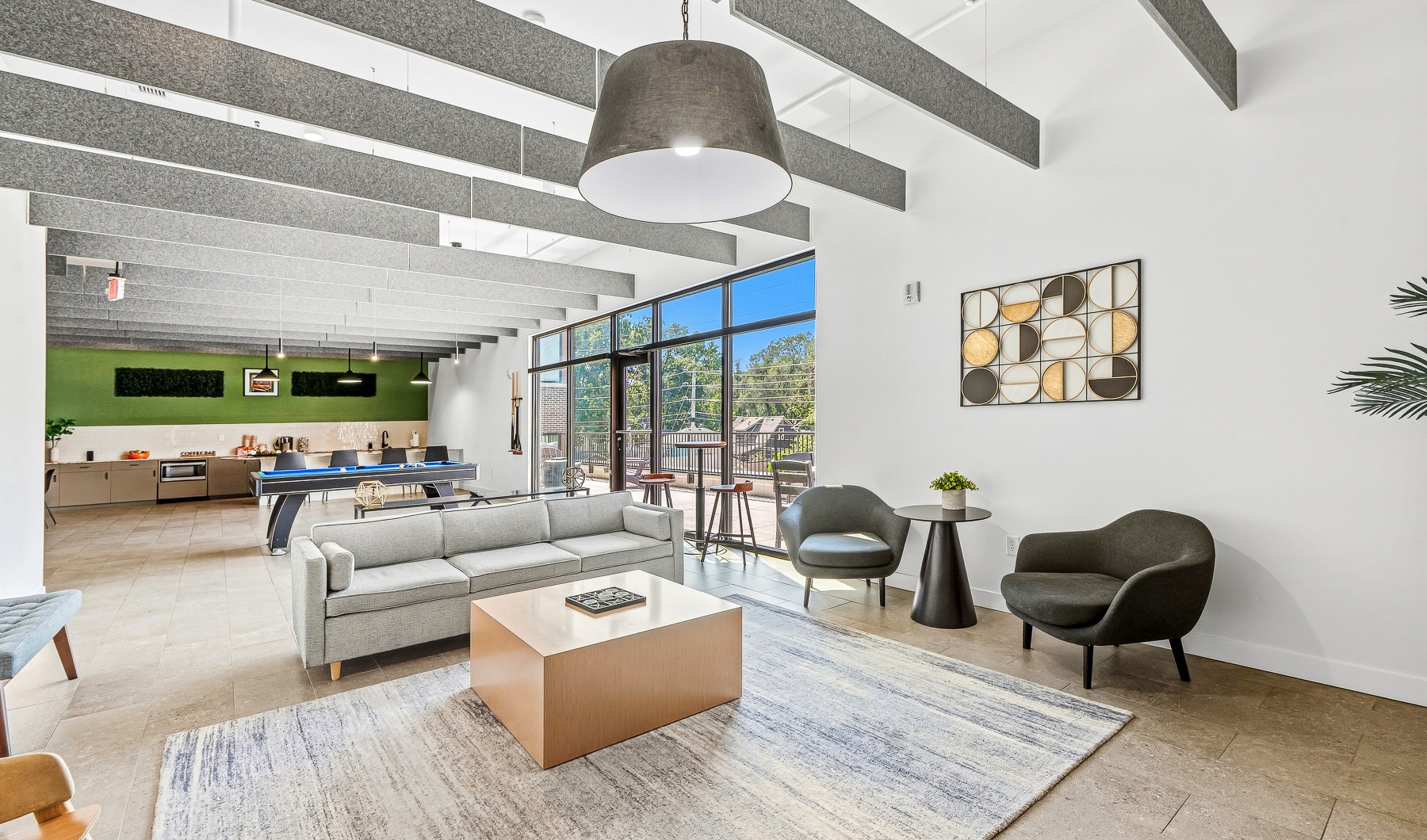 resident lounge with couch and coffee table